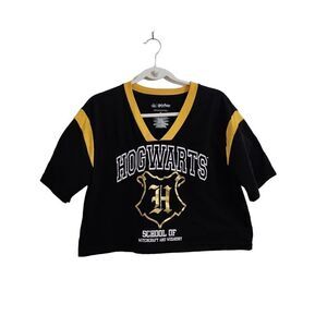 Harry Potter Hogwarts‎ Top Womens XL Black Skimmer Graphic Tee Short Sleeve Crop